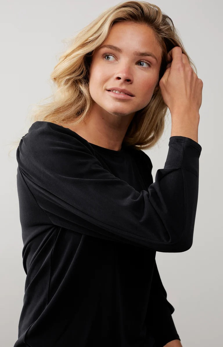 YAYA Top m 7/8 puff Ørmer Anthracite Grå