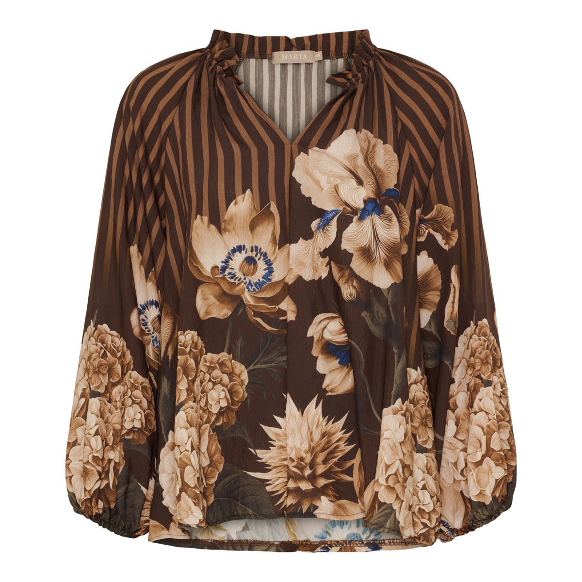 Marta Du Chateau Octavia Skjorte Blomster Marrone Brun
