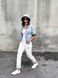 Sexy Woman Jeans Broderi Hvid