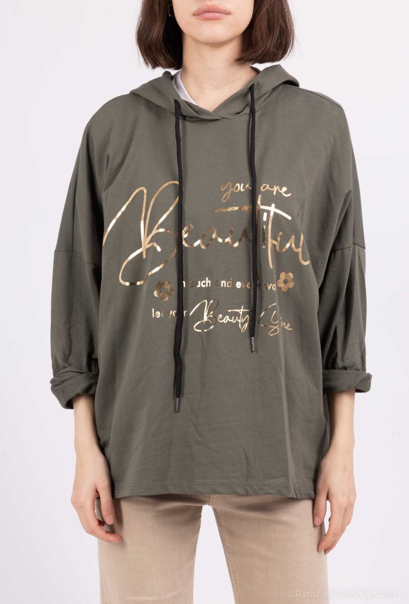 Löwenstein YOU ARE BEAUTIFUL Sweatshirt Kaki Grøn Onesize