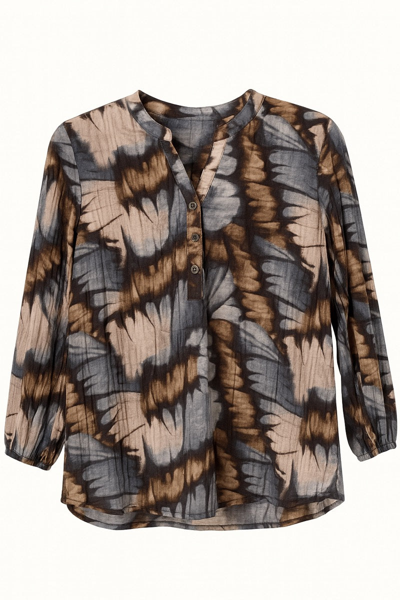 2 Biz Amoa Bluse Brun Blå