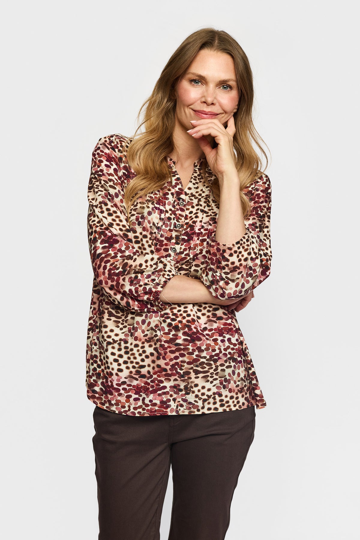 2 Biz Dorte Bluse Prikker Wine Rød