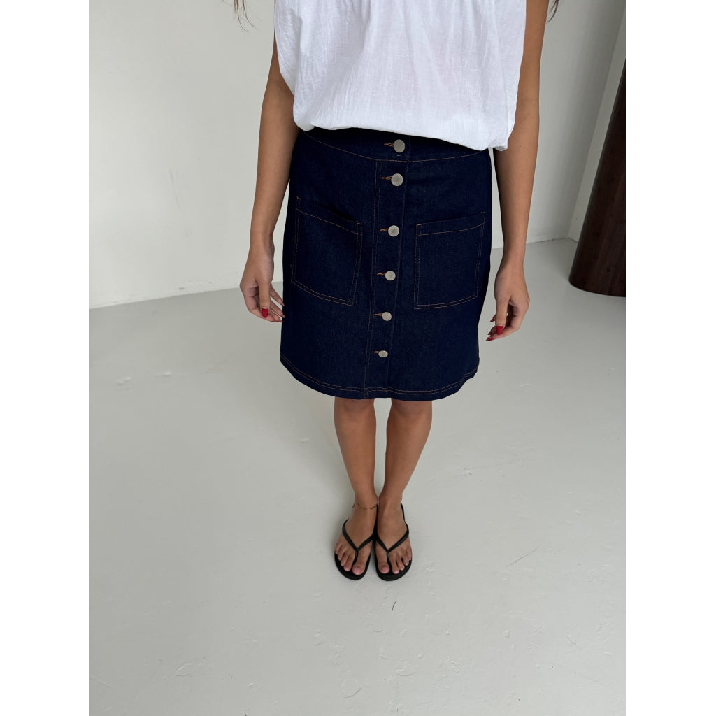 Continue CPH Amy Denim Nederdel Solid Blå