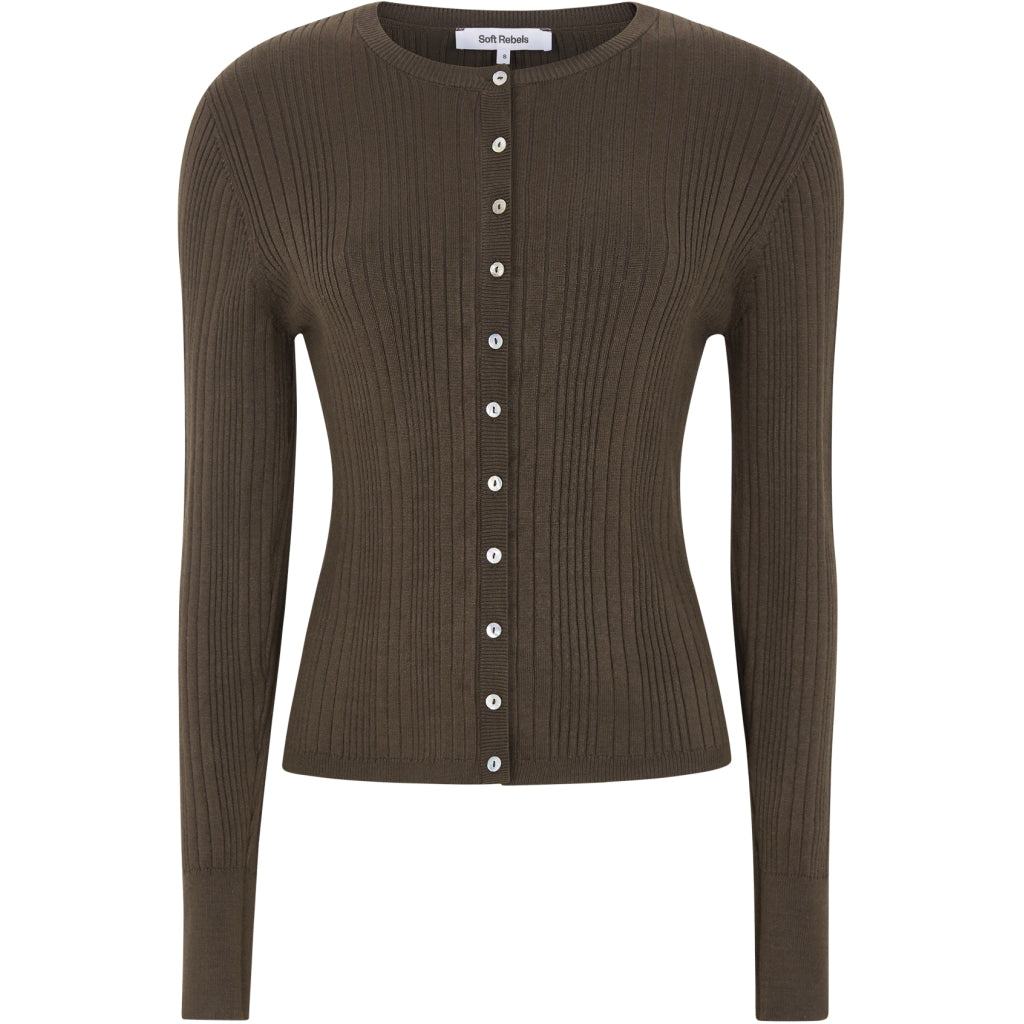 Soft Rebels Aitla Strik Cardigan Slate Brun