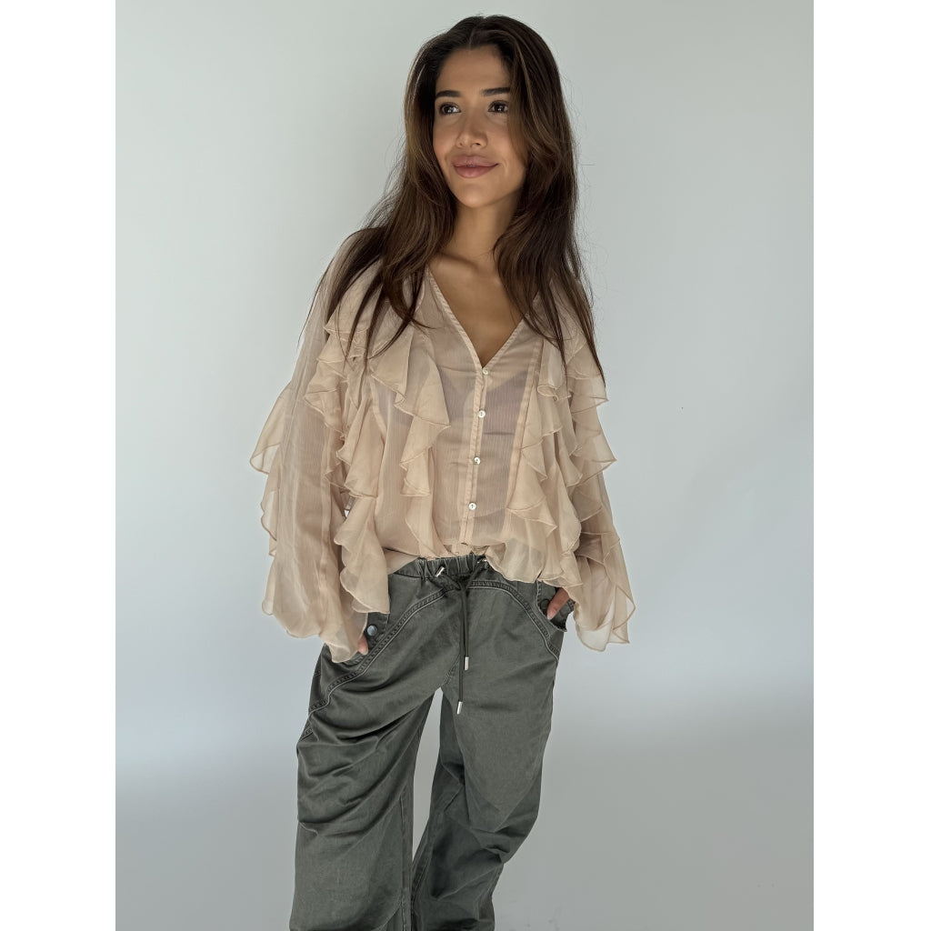 Continue CPH Lissa Flounce Bluse Sand
