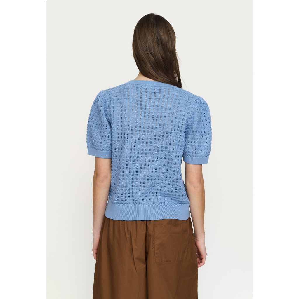 Soft Rebels Alarice Strik Cardigan Kortærmet Forever Blå