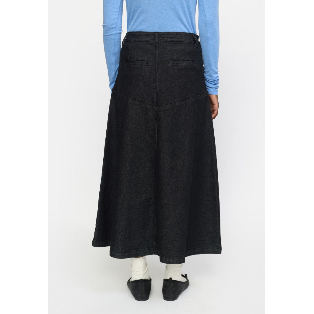 Soft Rebels Jennie Midi Nederdel Denim Sort