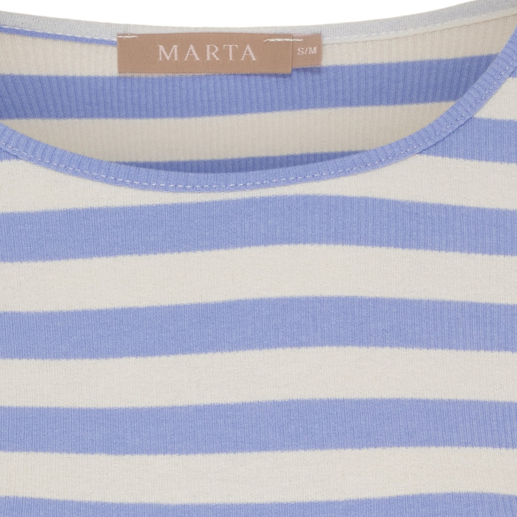 Marta Du Chateau Begonia T-shirt Langærmet Stribet Celeste Blå