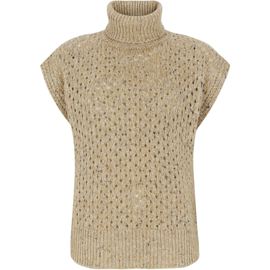 Soft Rebels Sila Highneck Strik Vest Taos Taupe