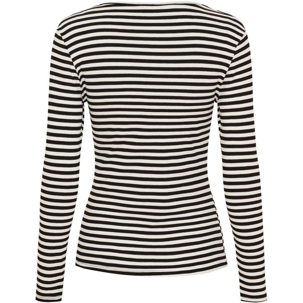 Marta Du Chateau Josiane LS T Shirt Stribet Sort