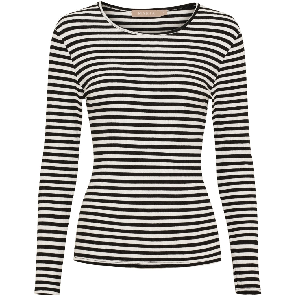 Marta Du Chateau Josiane LS T Shirt Stribet Sort