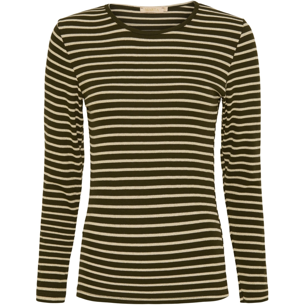 Marta Du Chateau T Shirt Lange ærmer Mørk Oliven Guld