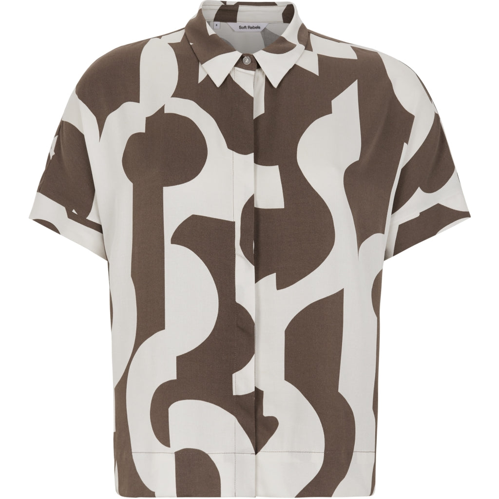 Soft Rebels Fiona Freedom SS Skjorte Earthy Artscape