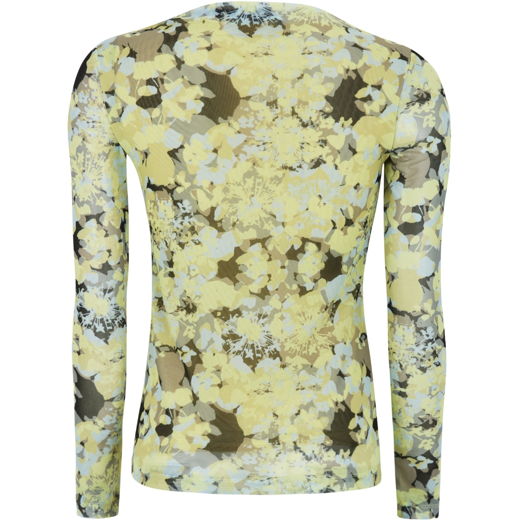 Soft Rebels Samara LS T-Shirt Blomster Lime
