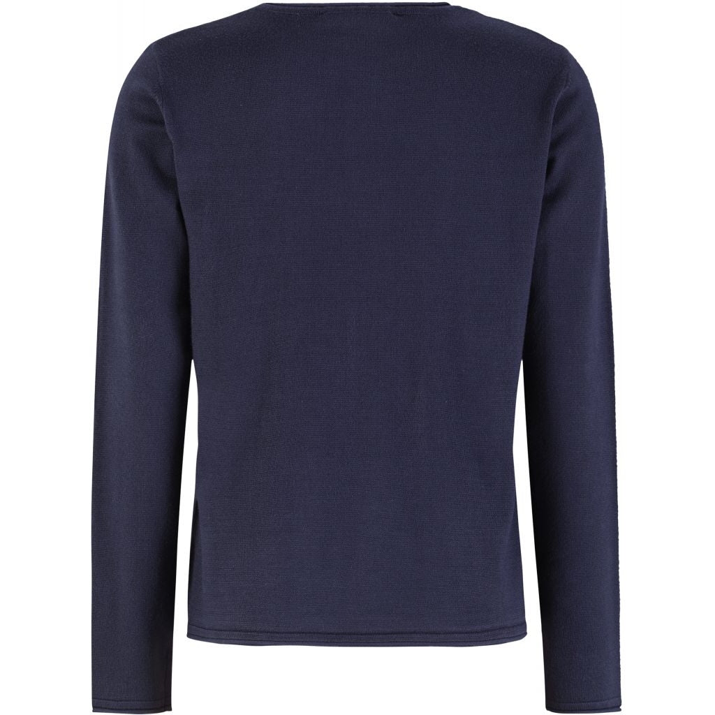 Soft Rebels Marla O-Neck Knit Roll Edge Total Eclipse Mørkeblå