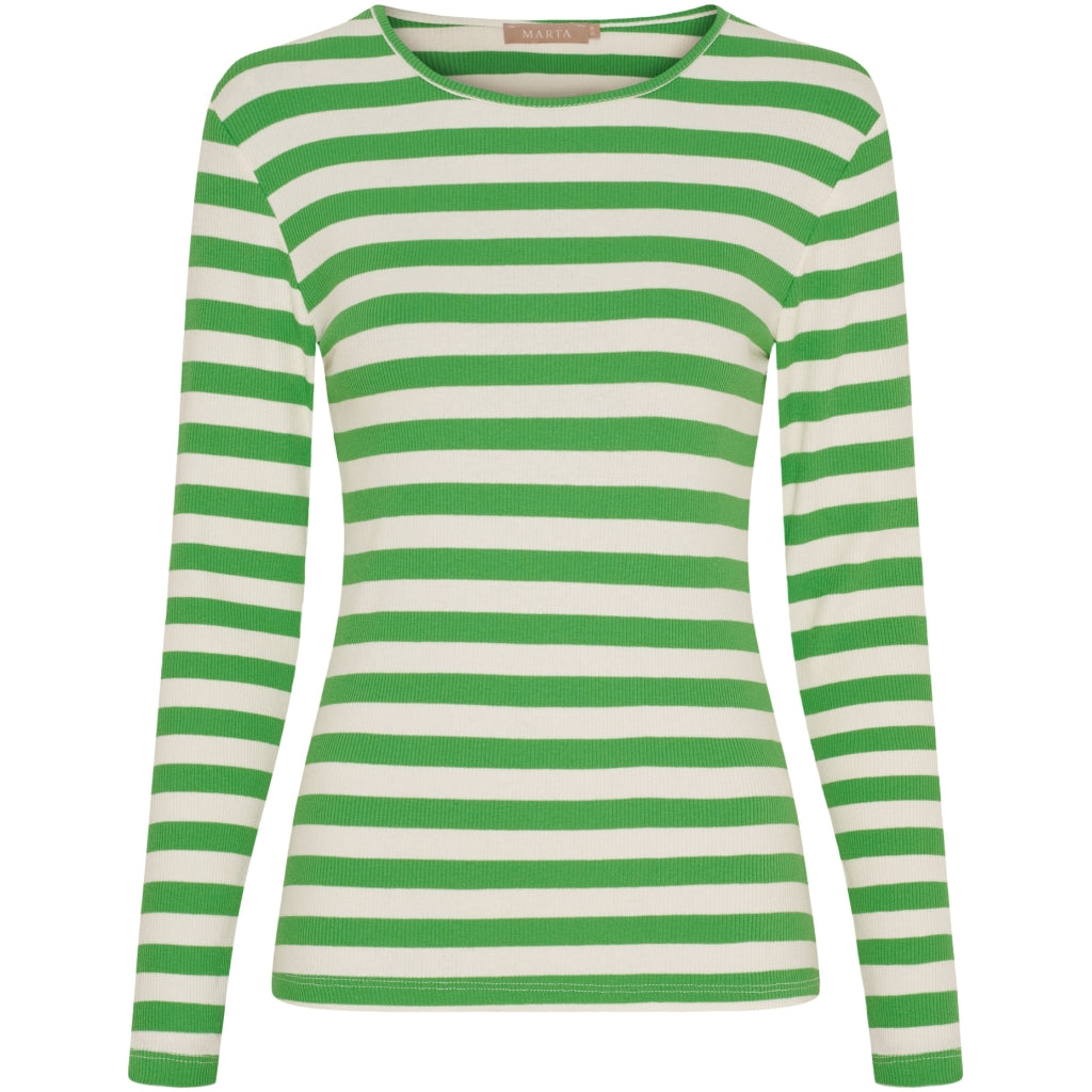 Marta Du Chateau Begonia T-shirt Langærmet Stribet Menta Grøn