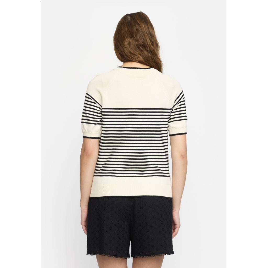 Soft Rebels Marla SS O-Neck Stribet Pullover Sort