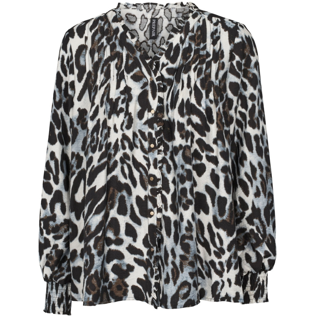 Prepair Macy Bluse Leopard Grå Brun