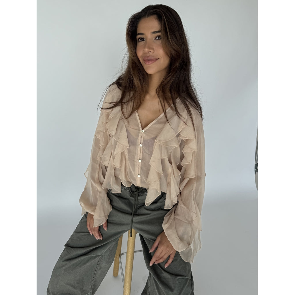 Continue CPH Lissa Flounce Bluse Sand