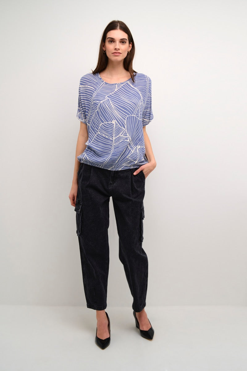 KAFFE Amber Bluse Kortærmet Indigo Blå