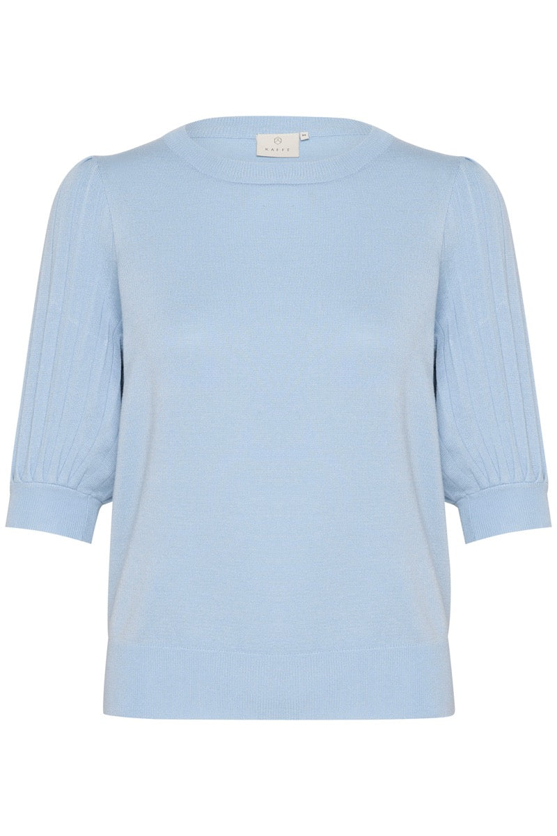 KAFFE Lone Strik Pullover 1/2 SL Soft Chambray Blå
