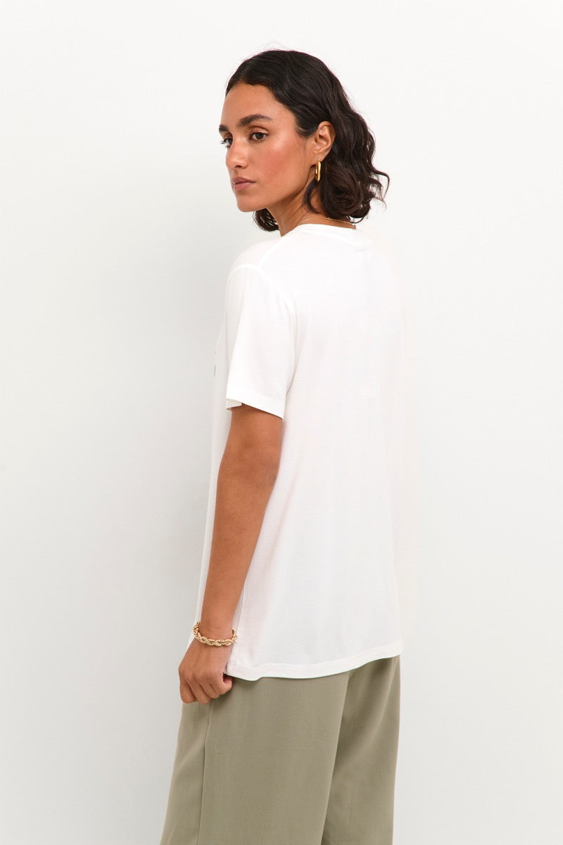 KAFFE Thora T-shirt Blomster Chalk Hvid