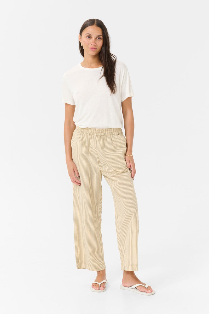 KAFFE Naya Culotte Bukser Stribet Chincilla Hvid