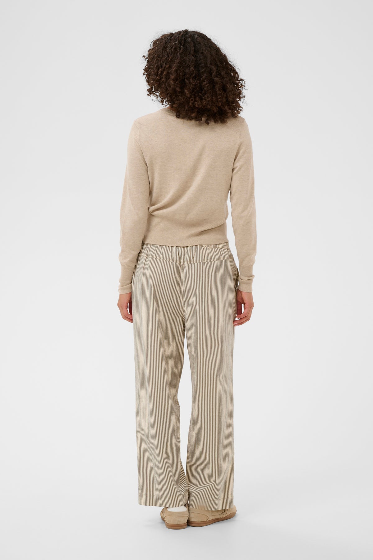 KAFFE Naya Culotte Bukser Stribet Brindle Turtledove Hvid Brun