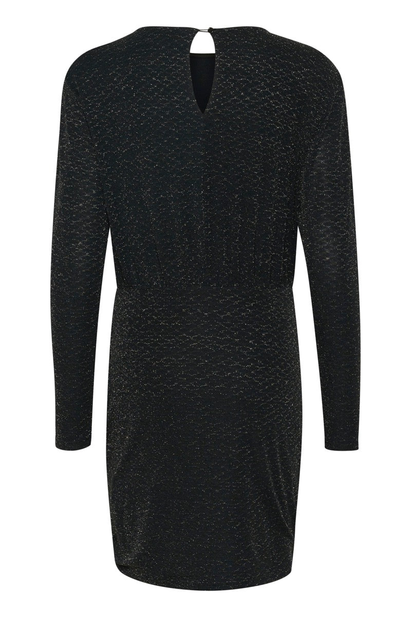KAFFE Ellie Kjole Jersey Sort Sølv Glitter