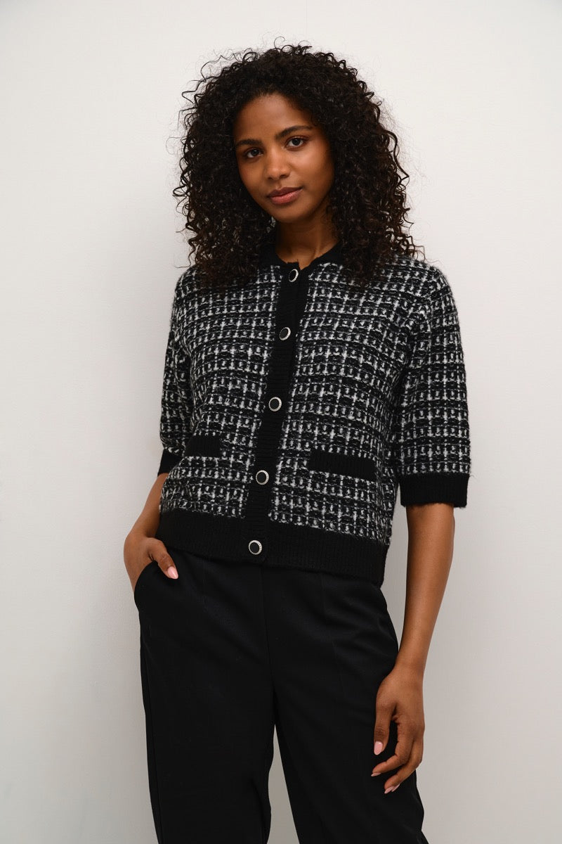 KAFFE Birte Cardigan Sort Turtledove Hvid
