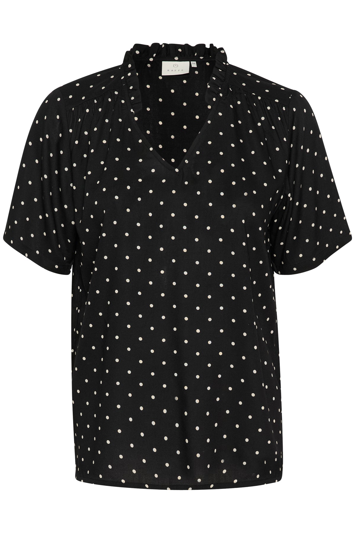 KAFFE Tina Bluse Prikker Sort Hvid