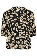 KAFFE Elly Bluse Leo Print Sort Sand