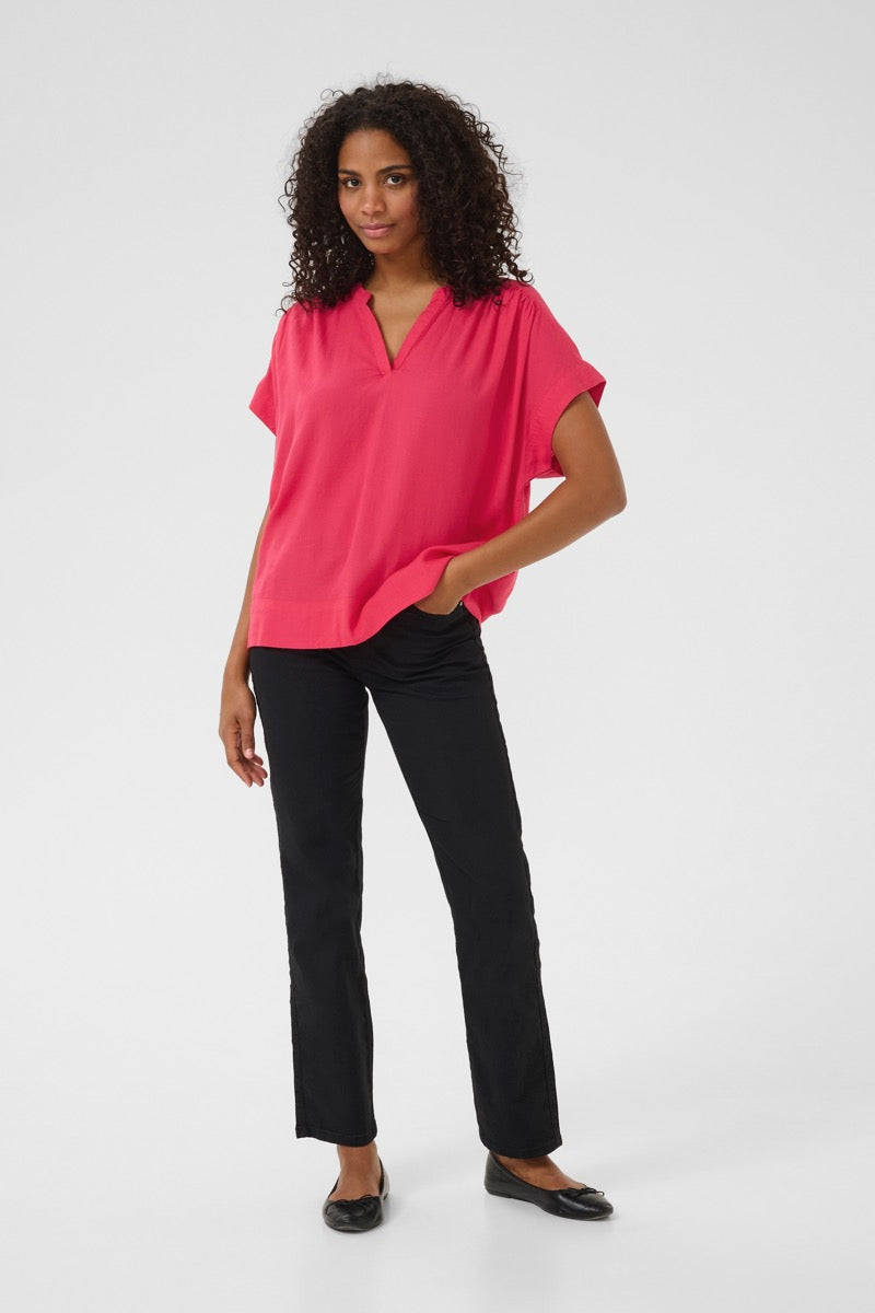 KAFFE Milia Wing SL Bluse Raspberry Rød