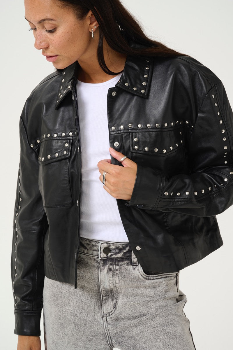 KAFFE Cassie Jakke Leather Deep Sort
