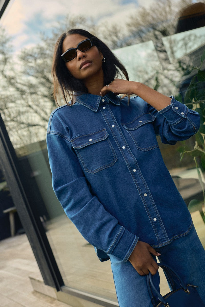 KAFFE Sinem Skjorte Denim Medium Blå