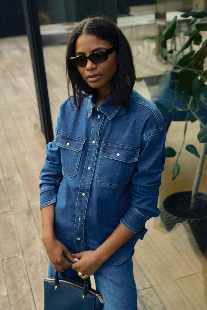KAFFE Sinem Skjorte Denim Medium Blå