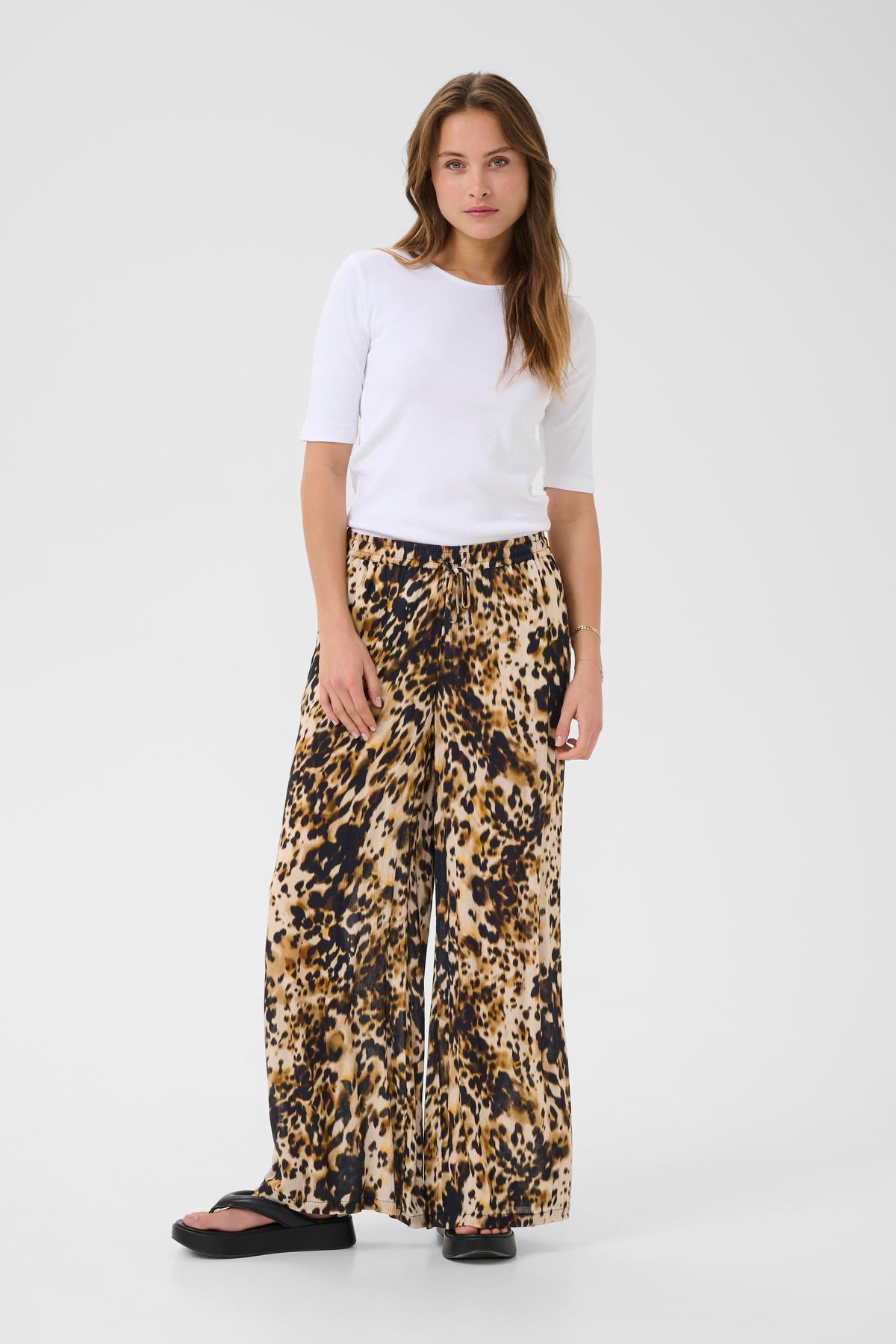 KAFFE Thora Amber Bukser Leopard Print Brun
