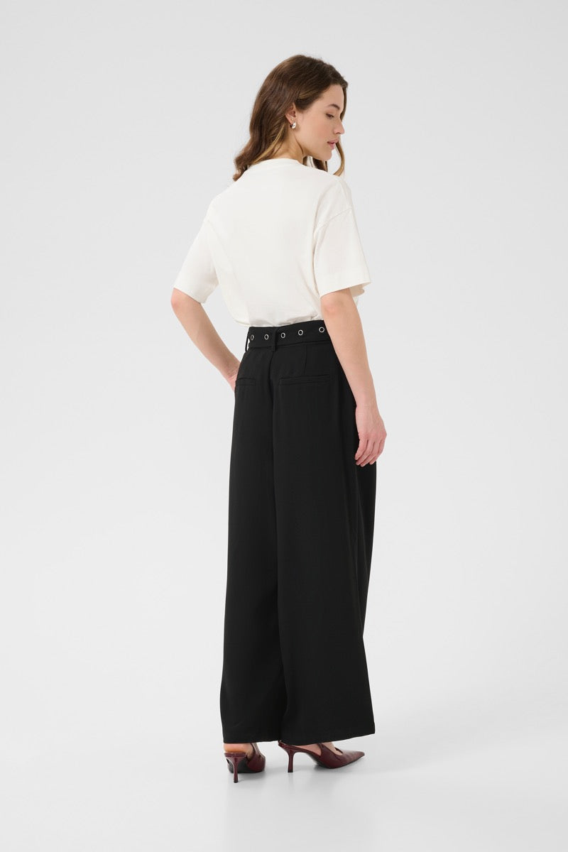 KAFFE Lisa Wide Bukser Belt Deep Sort