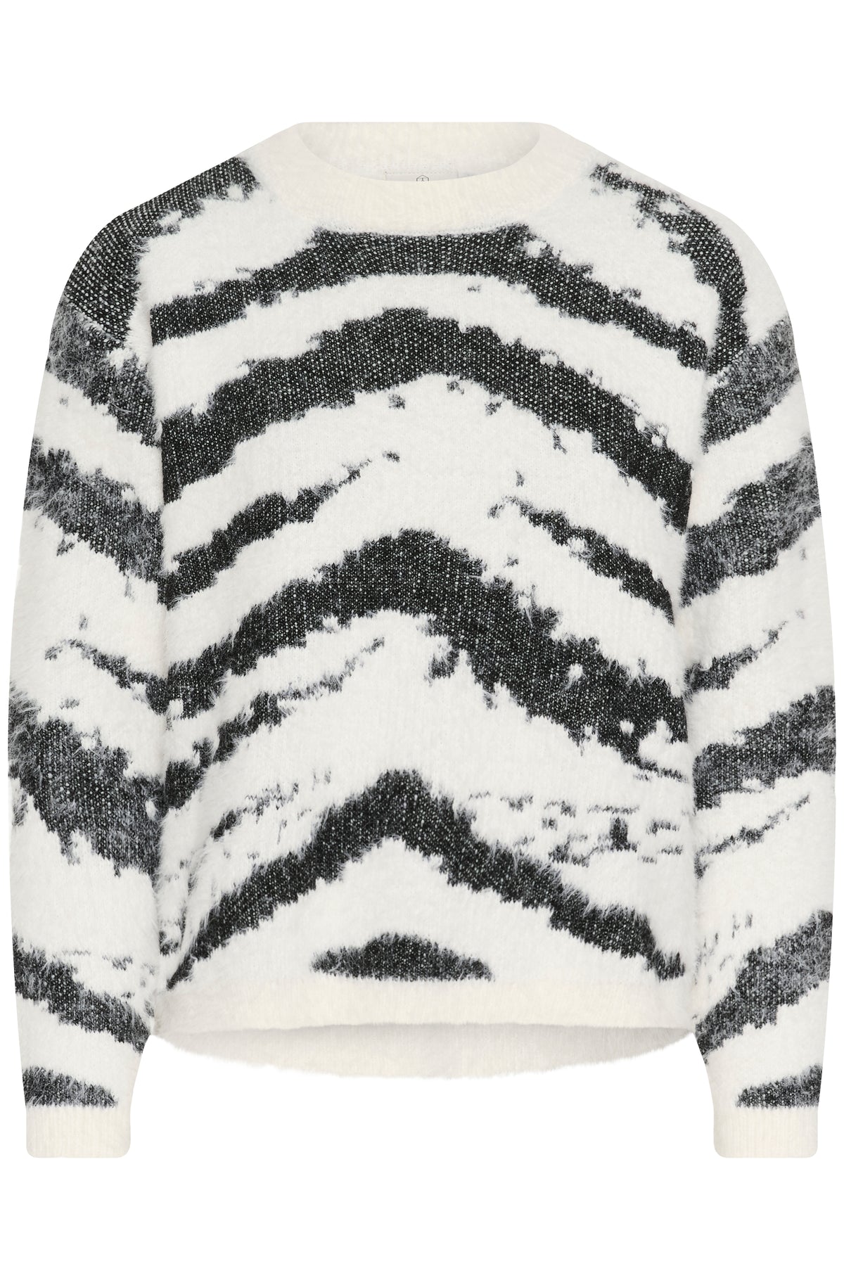 KAFFE Biva Strik Pullover Animal Chalk Hvid Sort