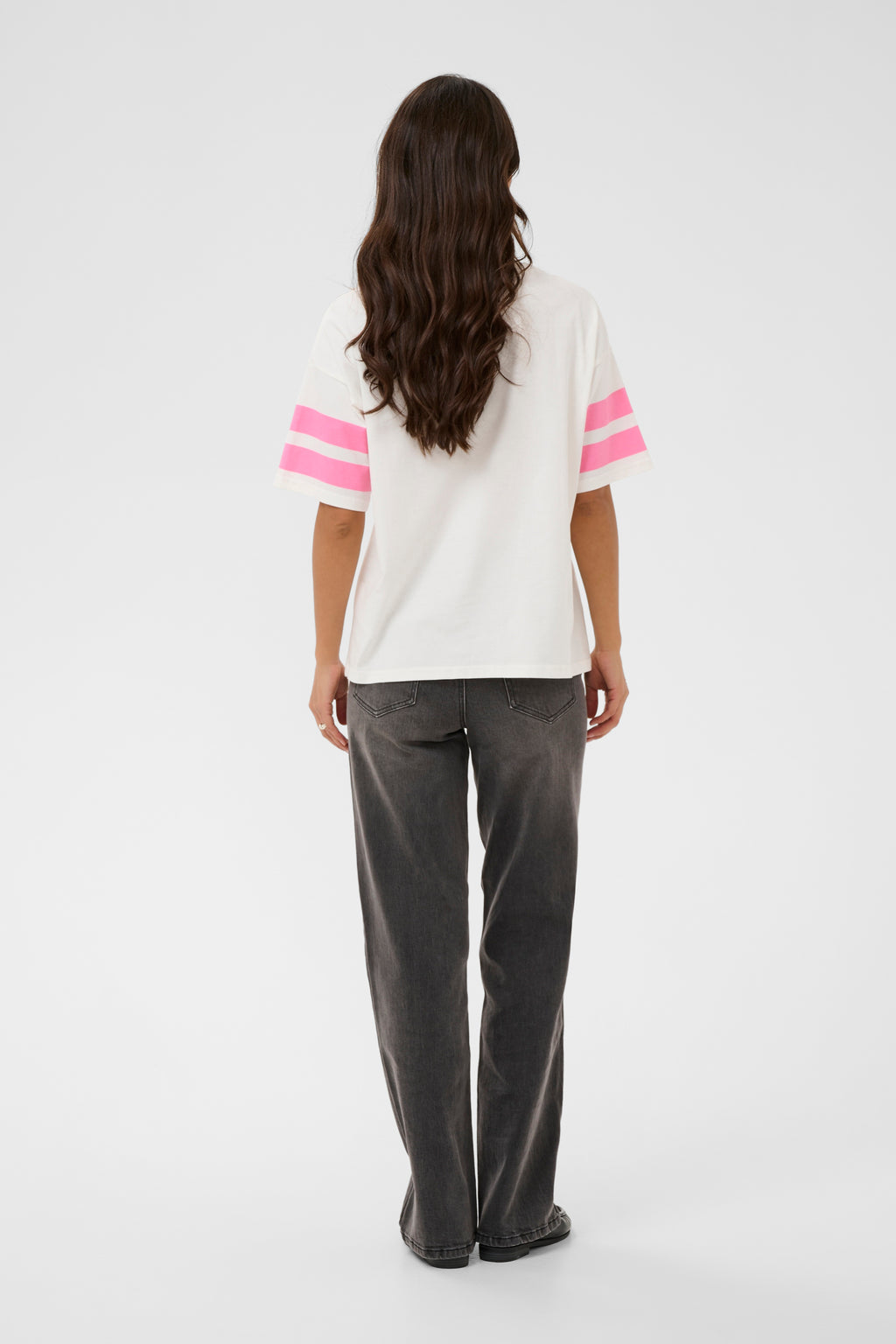 KAFFE Hally T-shirt Chalk Hvid Power Pink