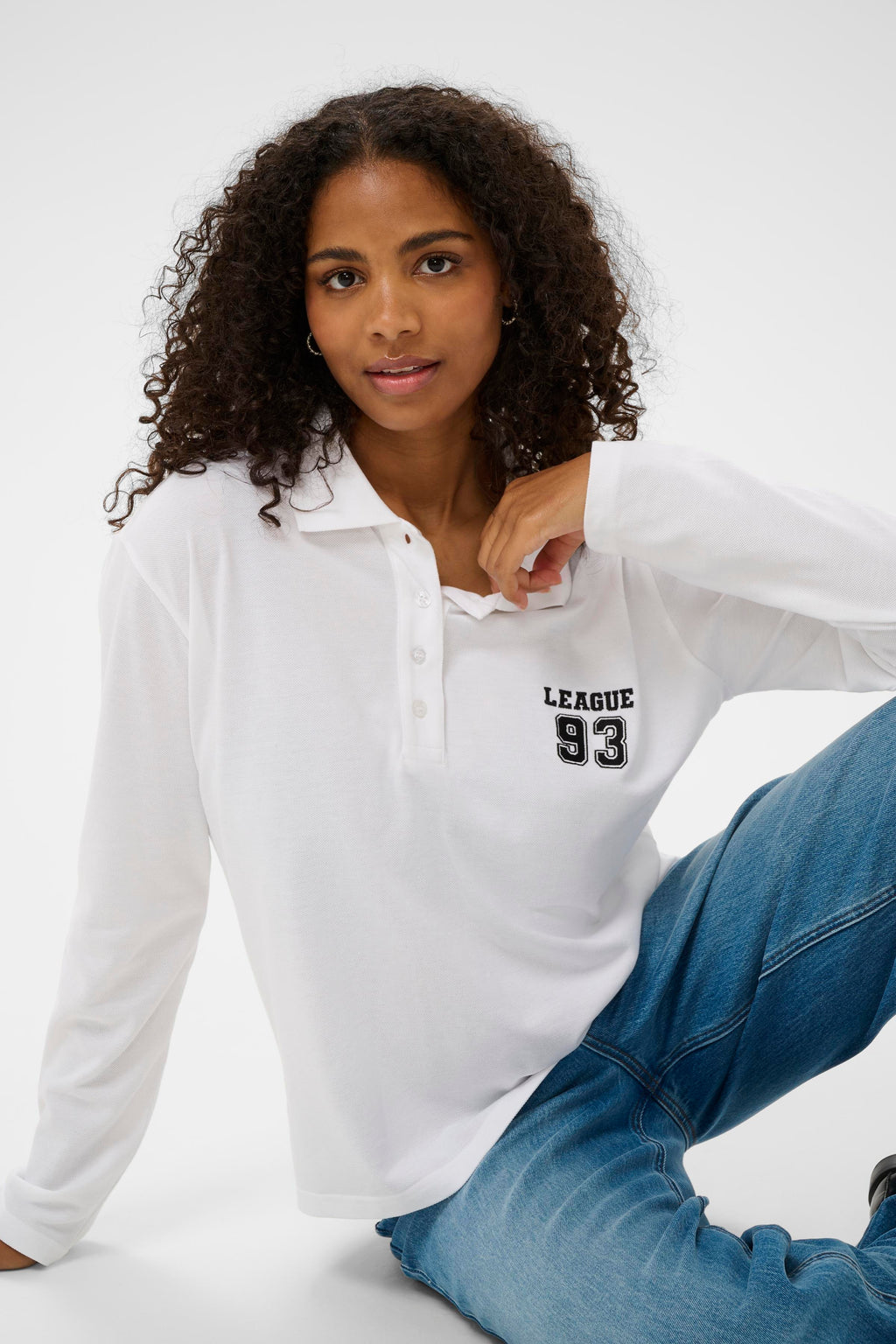KAFFE Miala Polo T-shirt Langærmet Optical Hvid