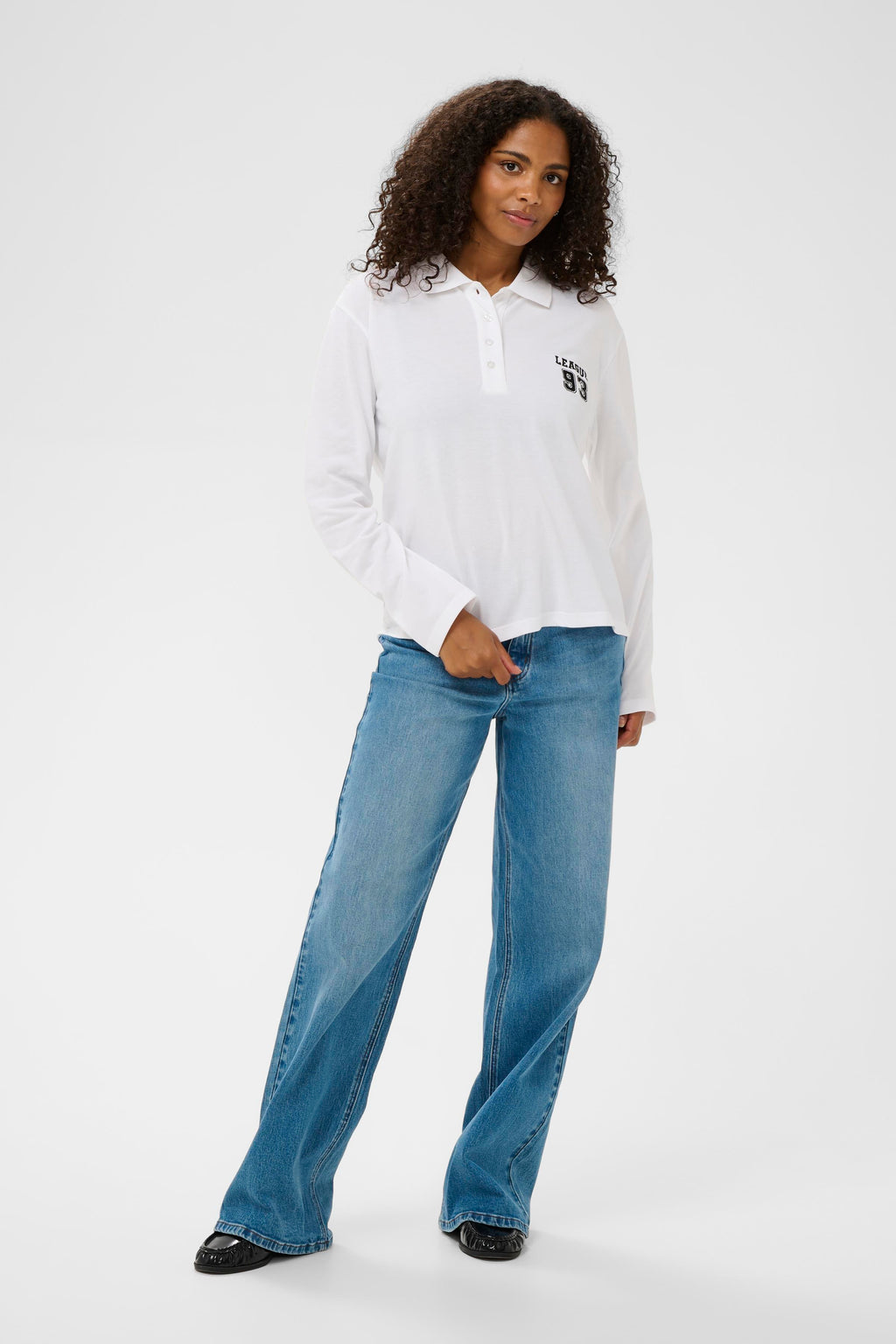 KAFFE Miala Polo T-shirt Langærmet Optical Hvid
