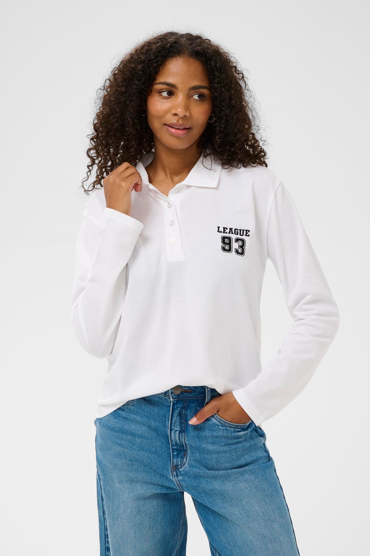 KAFFE Miala Polo T-shirt Langærmet Optical Hvid