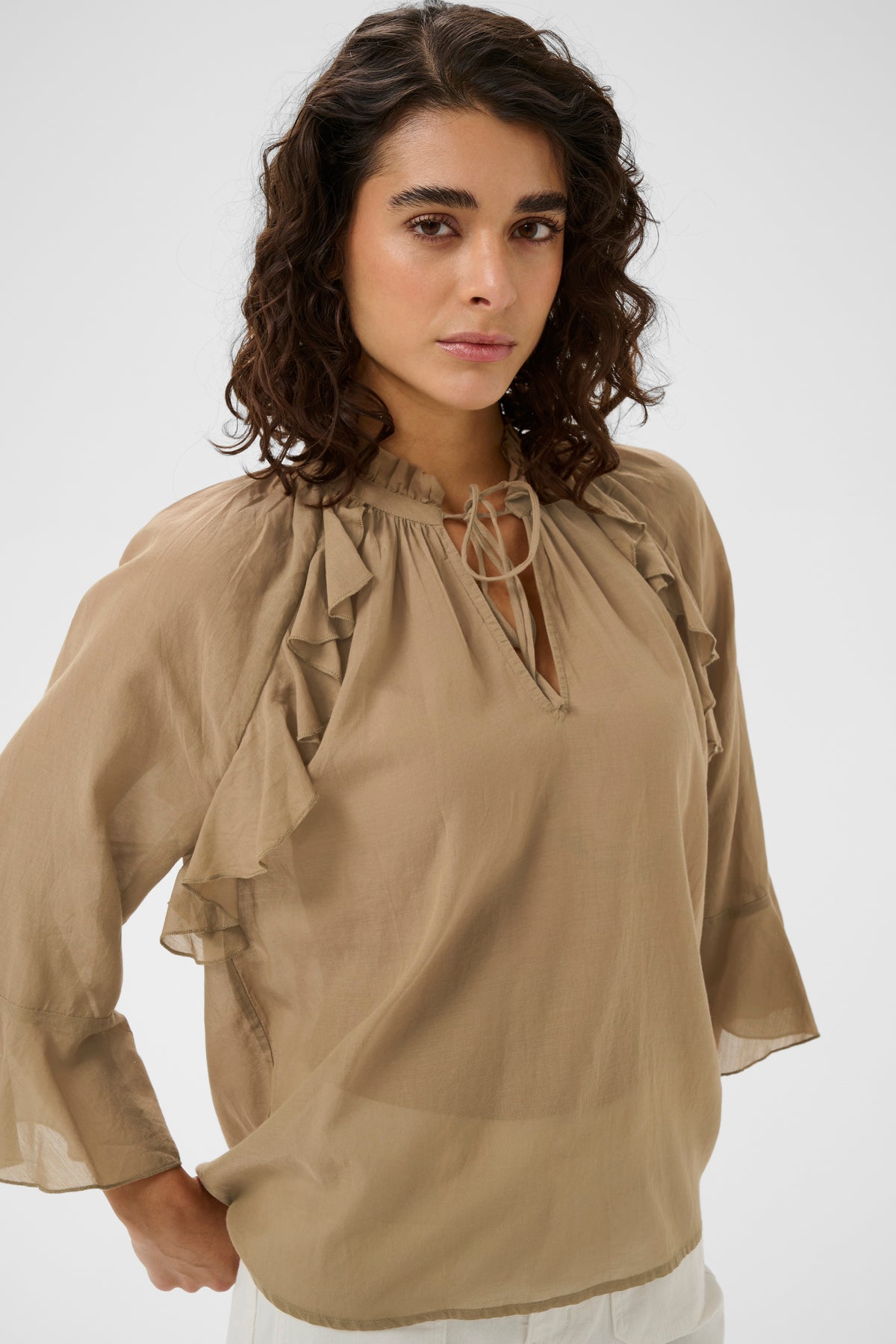 KAFFE Flora Bluse Petrified Oak Brun