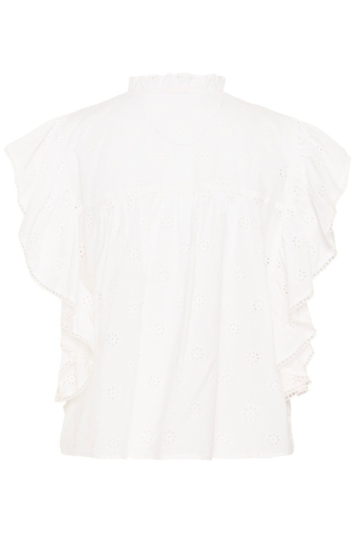 KAFFE Fiona Frill Top Chalk Hvid