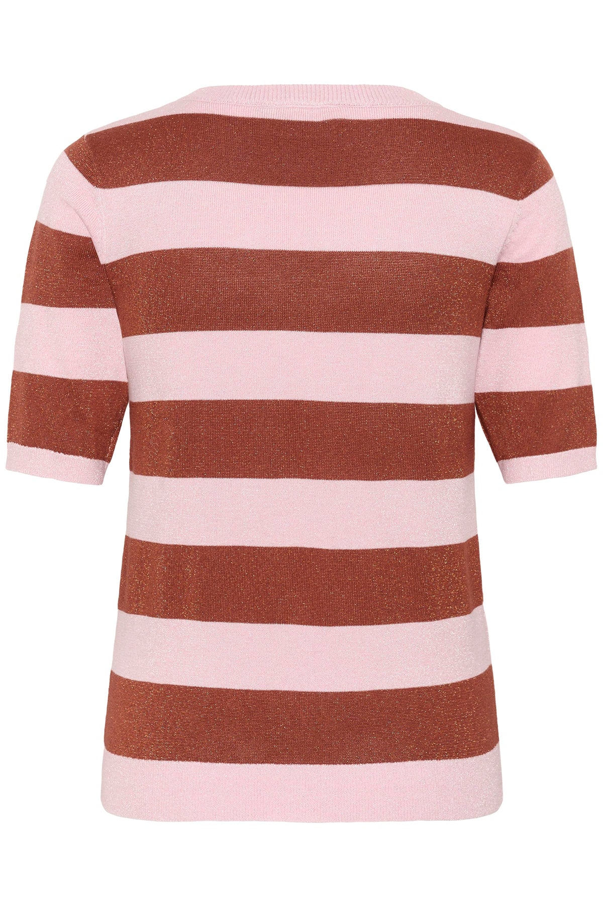 KAFFE Regina Pullover V-Neck Stribet Ballerina Henna Brun Lyserød