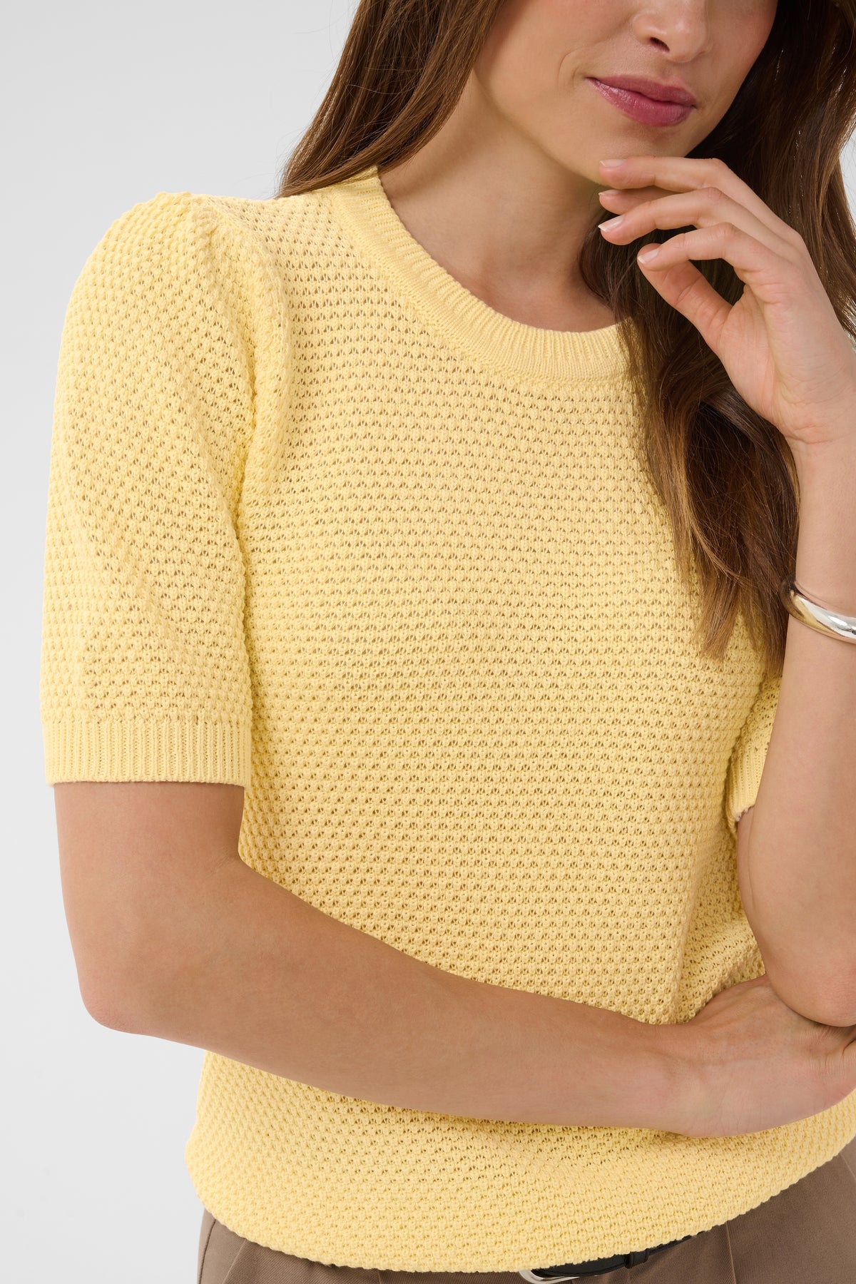 KAFFE Vivian Strik Pullover Sunlight Gul