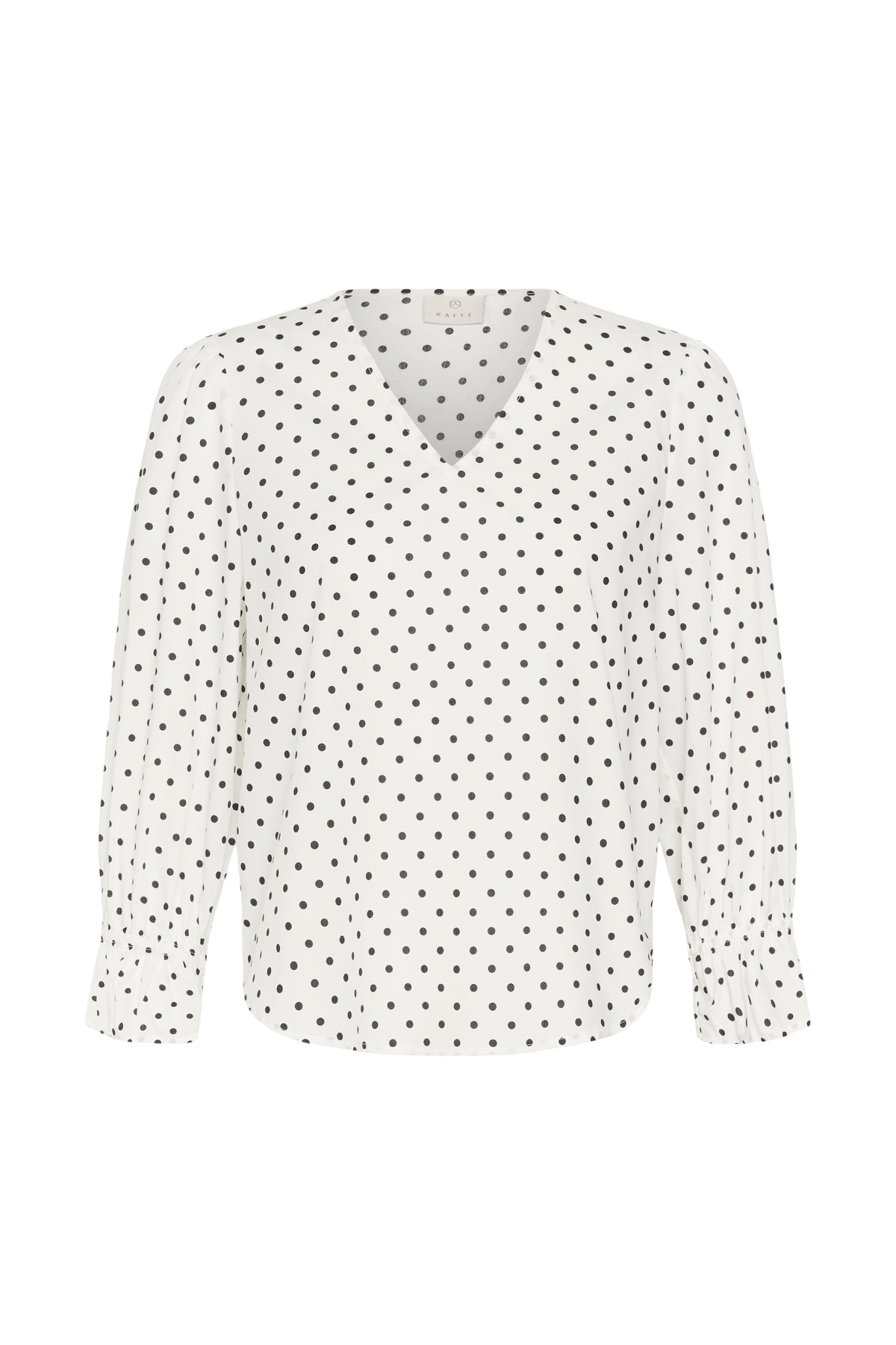 KAFFE Milly Top Prikker Hvid Sort