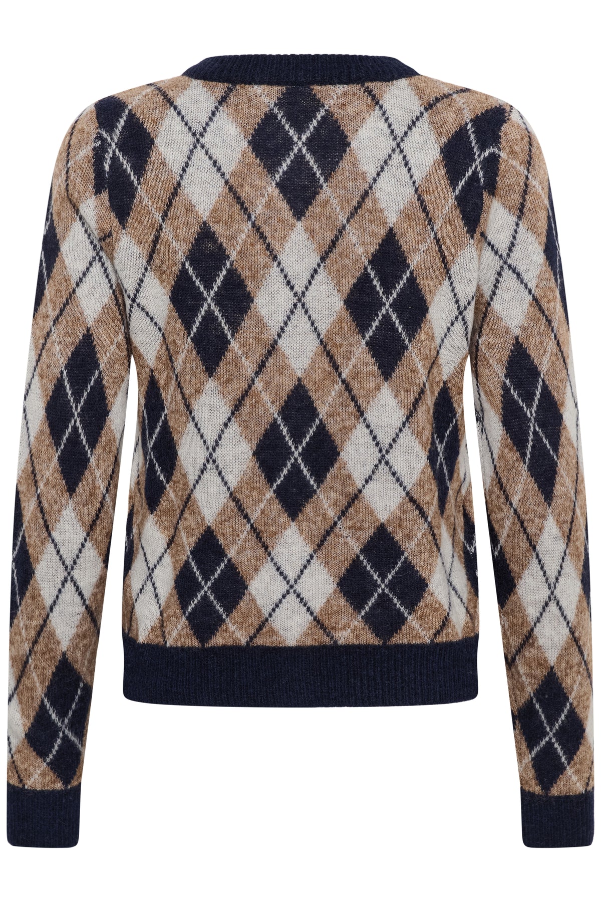 KAFFE Harlow Cardigan Midnight Blå Taupe Brun Hvid