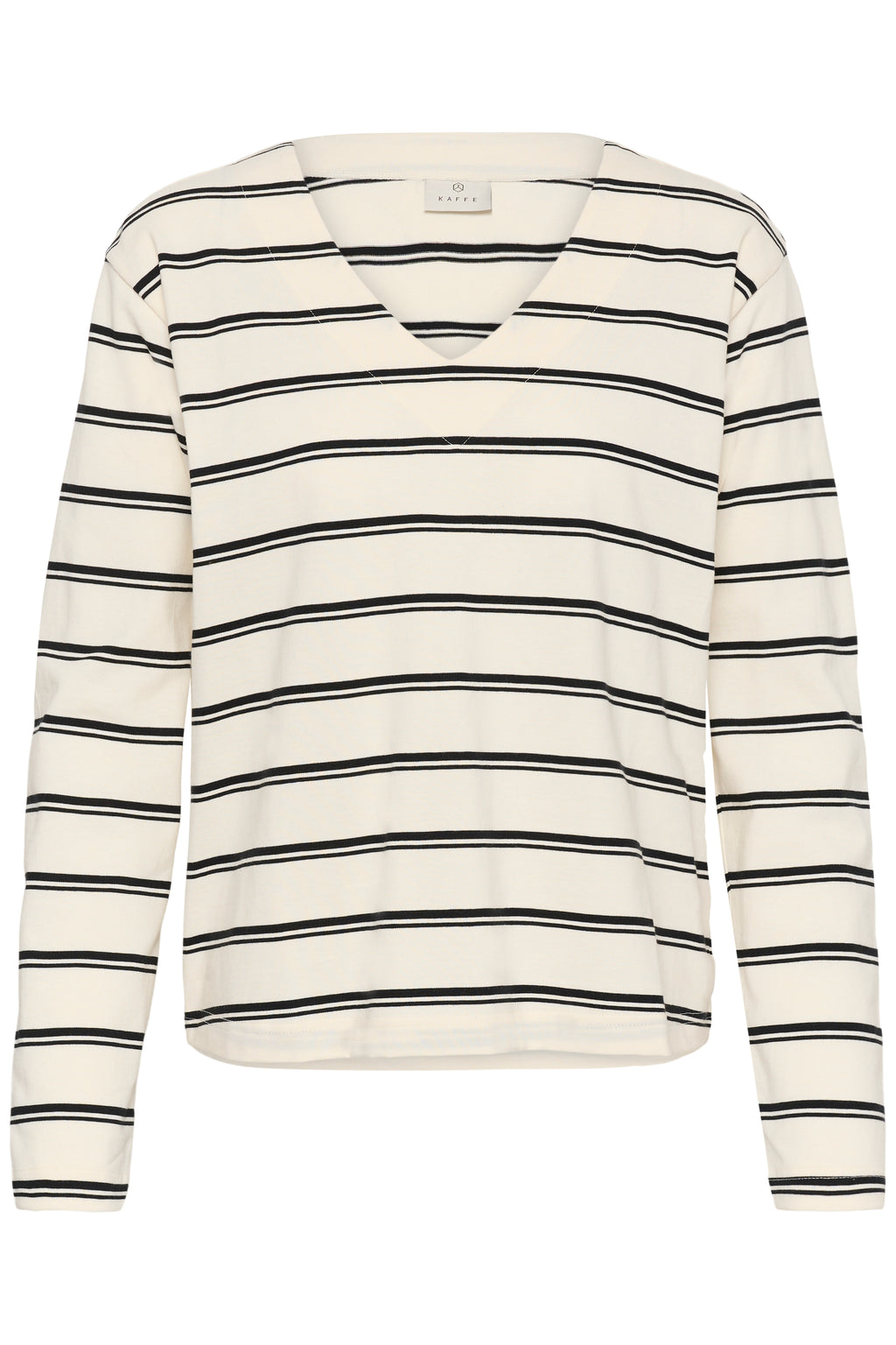 KAFFE Winny T-shirt V-Neck Stribet Hvid Sort